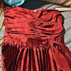 ava Elegant Burgundy Strapless Dress